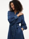 Blue Denim Belted Midi Shirt Dress  Women