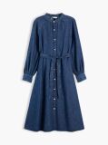 Blue Denim Belted Midi Shirt Dress  Women