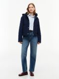 Blue Crest Embroidery Square Quilted Hooded Jacket  Women