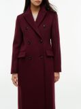 Red Manteco Wool Blend Slim Double Breasted Longline Coat  Women