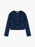 Blue Double-Faced Wool Blend Jacquard Slim Jacket  Women