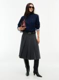 Grey Metal Flag Pleated Skirt  Women