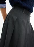 Grey Metal Flag Pleated Skirt  Women