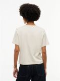 Beige Logo Embroidery Crew Neck T-Shirt  Women