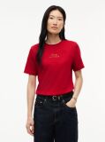 Red Logo Embroidery Crew Neck T-Shirt  Women
