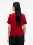 Red Logo Embroidery Crew Neck T-Shirt  Women