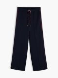 Blue Global Stripe Drawstring Wide Leg Trousers  Women