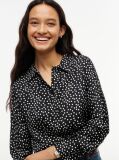 Black Relaxed Fit Print Satin Shirt  Women