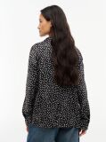 Black Relaxed Fit Print Satin Shirt  Women