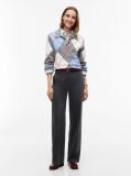 Grey Straight Leg Twill Trousers  Women