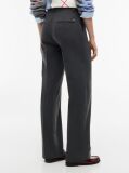 Grey Straight Leg Twill Trousers  Women