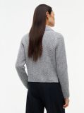 Grey Wool Blend Cable Knit Polo Jumper  Women