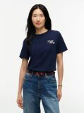 Μπλε Βαμβακερό T-Shirt Με Κλασική Λαιμόκοψη Και Λογότυπο  Γυναίκες