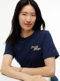 Μπλε Βαμβακερό T-Shirt Με Κλασική Λαιμόκοψη Και Λογότυπο  Γυναίκες