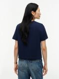 Μπλε Βαμβακερό T-Shirt Με Κλασική Λαιμόκοψη Και Λογότυπο  Γυναίκες