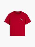 Κόκκινο Βαμβακερό T-Shirt Με Κλασική Λαιμόκοψη Και Λογότυπο  Γυναίκες