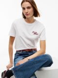 Μπεζ Βαμβακερό T-Shirt Με Κλασική Λαιμόκοψη Και Λογότυπο  Γυναίκες