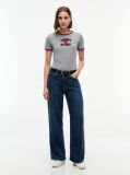 Grey Flock Varsity Logo Slim Ringer T-Shirt  Women