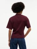 Red Gold-Tone Button Mock Neck T-Shirt  Women