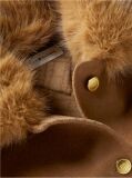 Brown Faux Fur Collar Wool Blend Jacket  Women