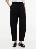 Black Travel Button Cuff Barrel Trousers  Women
