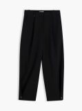 Black Travel Button Cuff Barrel Trousers  Women
