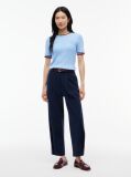 Blue Travel Button Cuff Barrel Trousers  Women