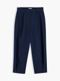 Blue Travel Button Cuff Barrel Trousers  Women