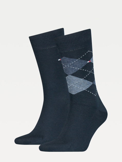 Blue 2-Pack Check Socks  Men