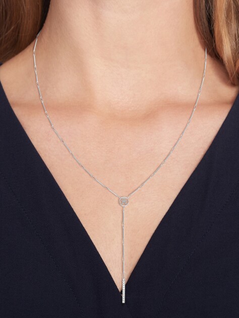 Silver Bar Chain Necklace  Women