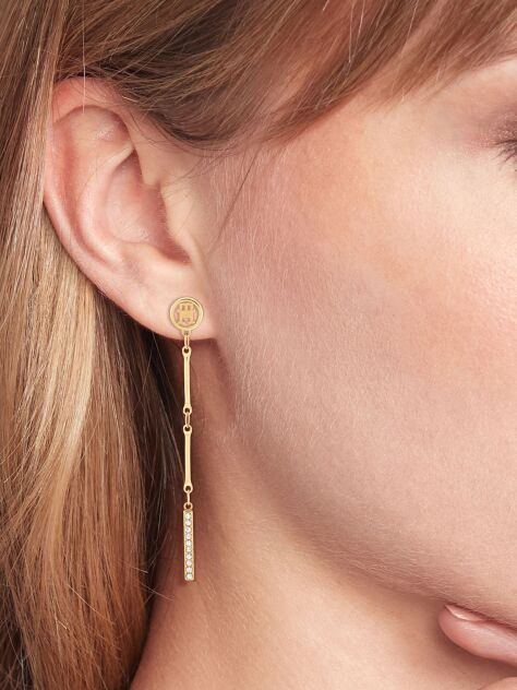 Gold Gold-Plated Bar Chain Silver Earrings   Women