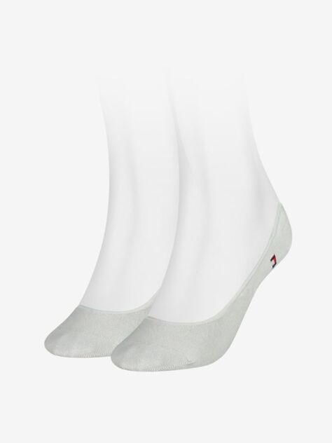 White Tommy Hilfiger Women's Invisible Footie Socks 2 pack  Women