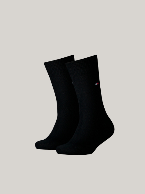 Black TH Children Sock Basic 2P  Kids Unisex