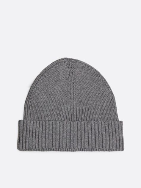 Grey Hilfiger Flag Beanie With Cashmere  Men