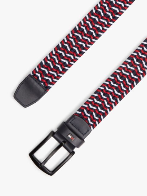 Multi Denton Rectangular Buckle Braided Elastic Belt  Men