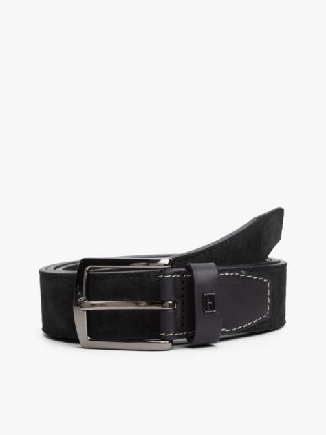 Black Denton Flag Plaque Suede Belt  Men
