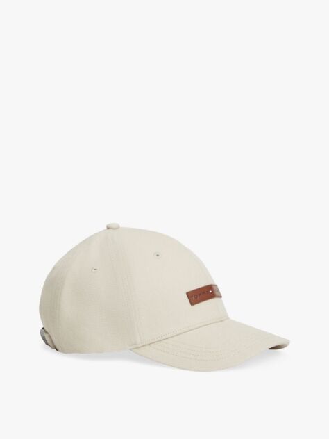 Beige Logo Patch Canvas Baseball Cap  Men