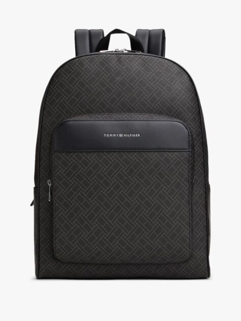 Black Hilfiger Flag Mixed Texture Dome Backpack  Men