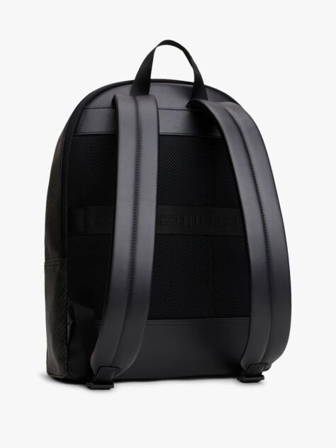 Black Hilfiger Flag Mixed Texture Dome Backpack  Men