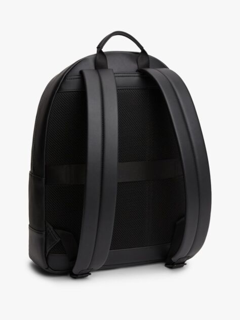 Black Metal Logo Textured Dome Backpack  Men