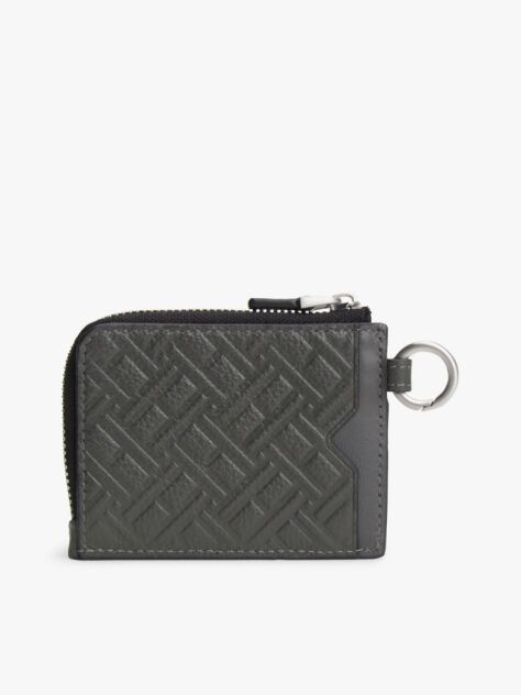 Grey Modern Leather Zip-Around Wallet  Men