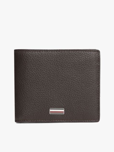 Brown Signature Plaque Leather Bifold Wallet  Men