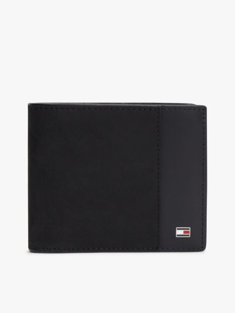 Black Flag Plaque Bifold Flap Leather Wallet  Men