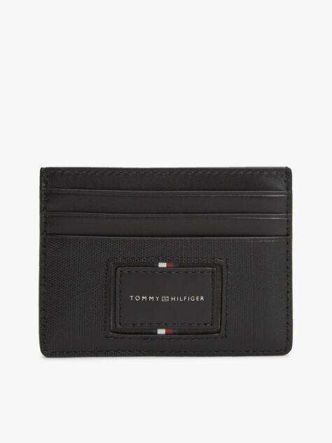 Black Leather Caviar Grain Card Holder  Men