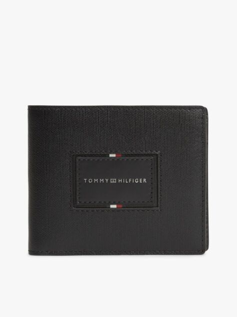 Black Leather Caviar Grain Bifold Wallet  Men