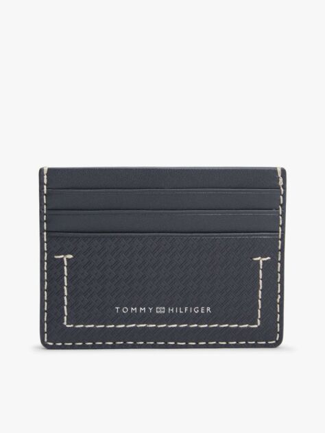 Blue Embossed Flag Leather Credit Card Holder  Men