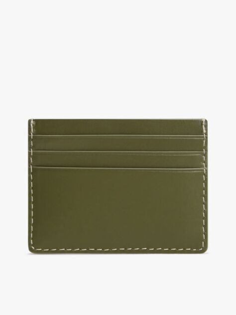 Green Embossed Flag Leather Credit Card Holder  Men