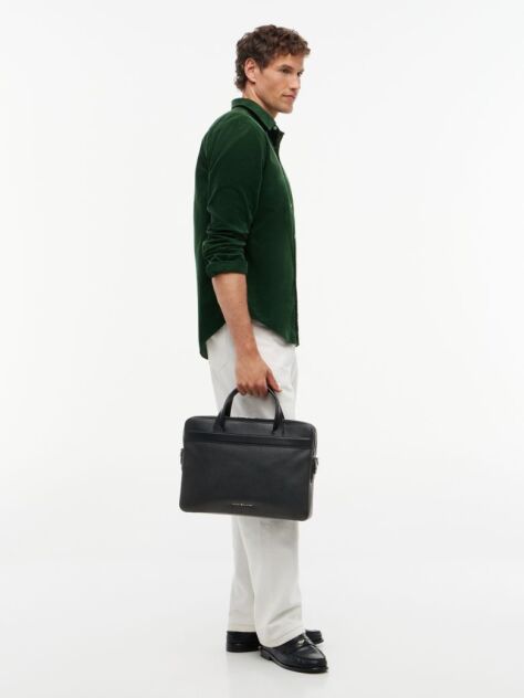 Black TH Business Leather Laptop Bag  Men
