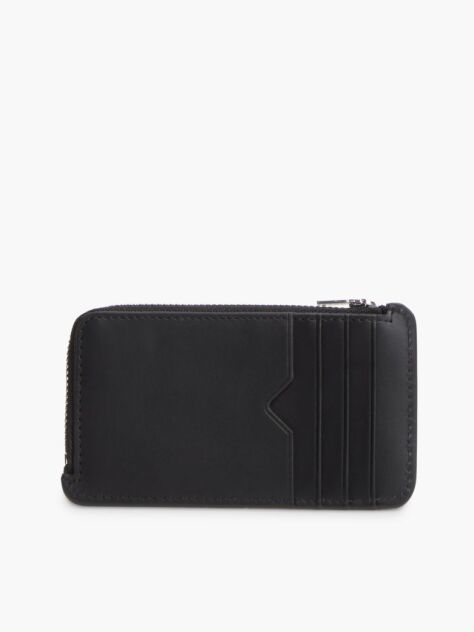 Black Perforated Leather Zip-Around Wallet  Men
