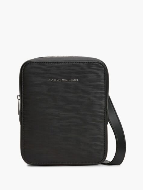 Black TH Business Textured Crossbody Reporter Bag  Men